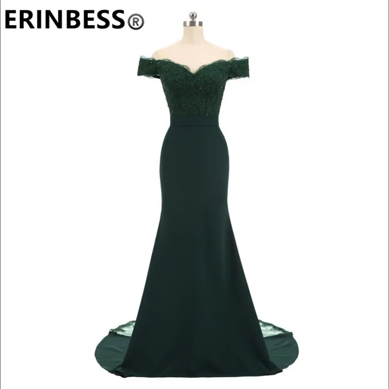 ERINBESS Robe De Soiree Mermaid Navy Blue Long Prom Dresses Party Elegant Vestido De Festa Long Evening Gown 2019