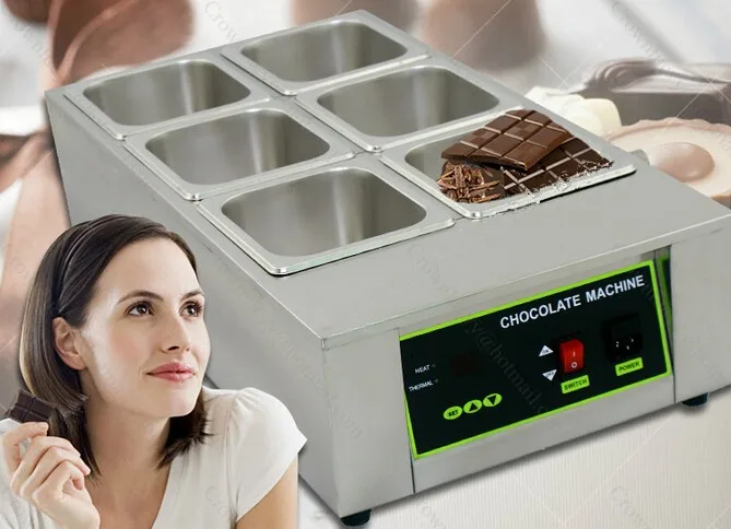 Stainless Steel 6 Lattice Chocolate Melting Pot Top Quality Max Melt 12KG Chocolate Melter Machine Warmer Machine