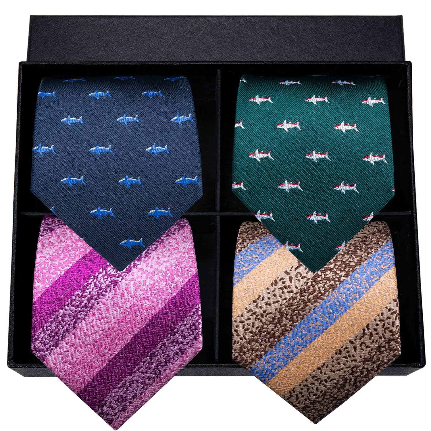 

Hi-Tie Luxury Silk Men Tie Set Animal Designer Blue Green Fashion Wedding Party Men's Ties & Handkerchiefs Cufflinks Set Necktie