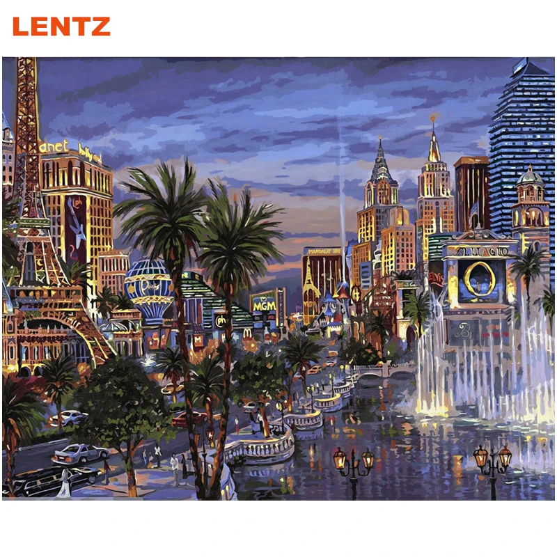 Париж Ночной городской пейзаж DIY картина маслом по номерам Картина декор комнаты