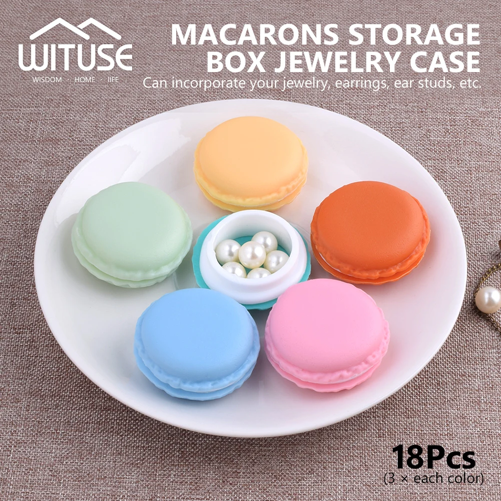 

18 Pieces Portatable Candy Color Mini Macarons Gift Package Box Storage Case Organizer Pill Jewelry Earphone Case Gift Box