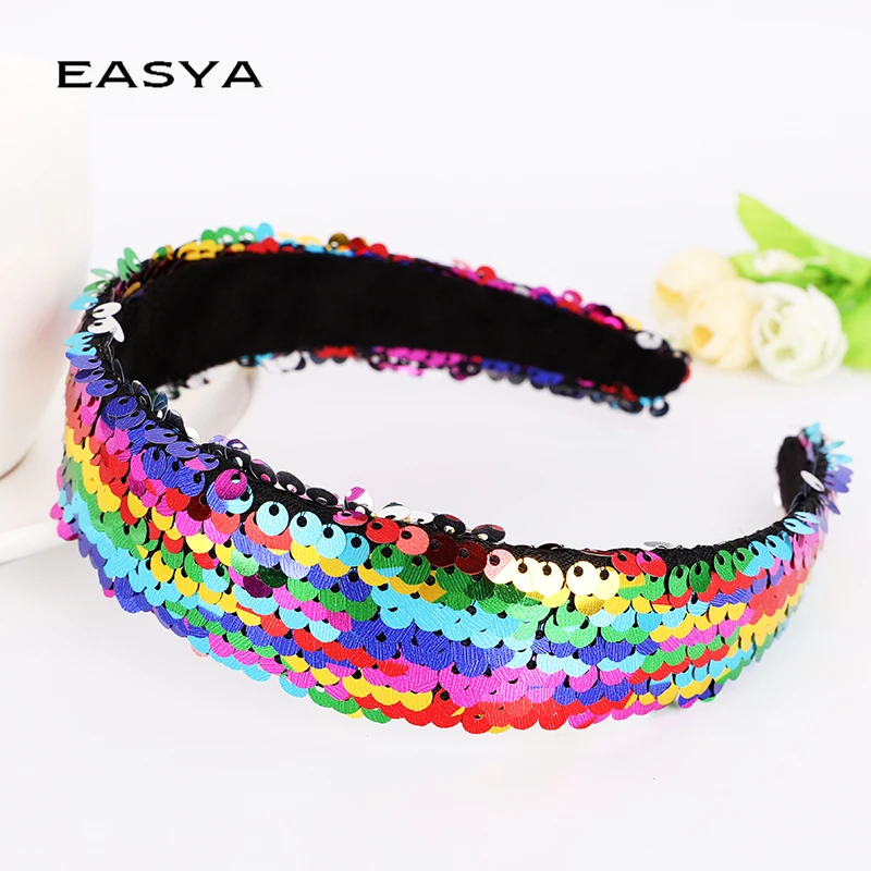 

EASYA Gorgeous Mermaid Sequin headband Reversible sequin Color Change Hairwear Hair Accessories Sparkling Turbans