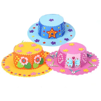 

New EVA Handmade Art Handicraft Hat Toys Cute Children Educational Early Practice Tools Creative Sun Cap DIY Craft 3D Puzzles