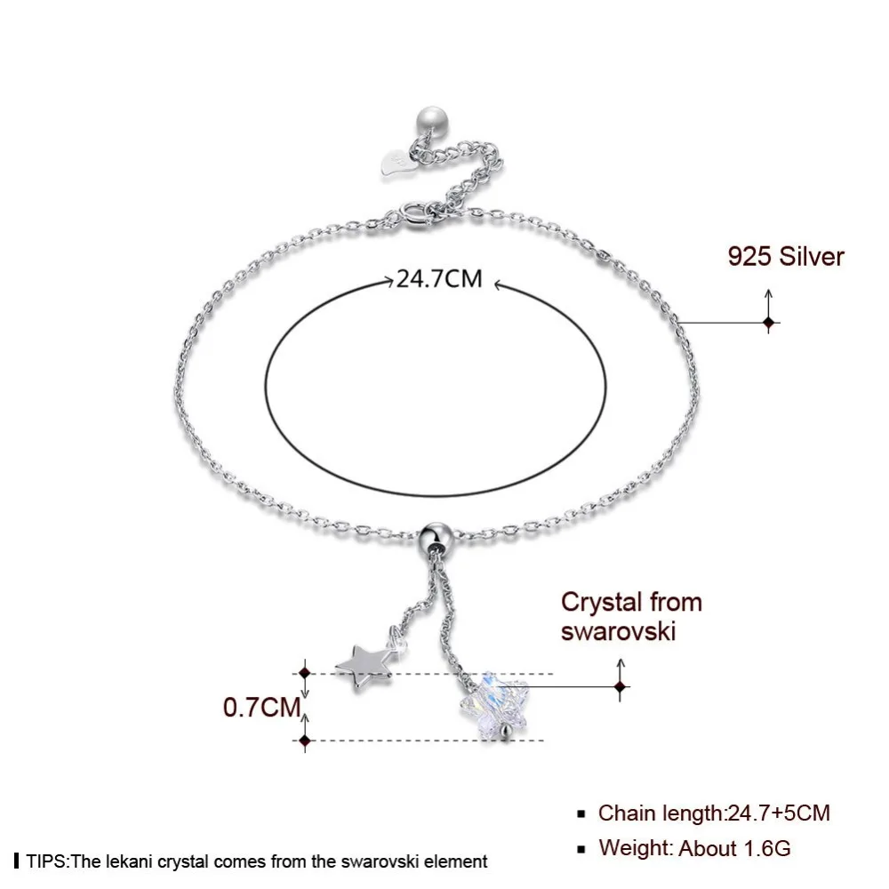 LEKANI Кристаллы из браслет swarovski 925 стерлингового серебра Звездный ножной браслет женский бутик простой ножной браслет Joyeria Fina подарки
