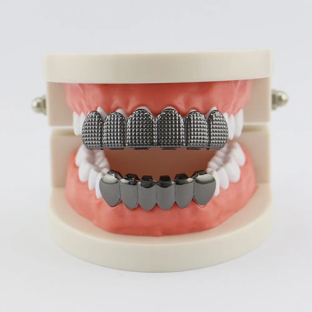 Factory Bottom Price Hip Hop Cap Copper Gold Color Teeth Grillz Set Custom Men's Hip-hop teeth grillz body jewelry For Halloween (12)