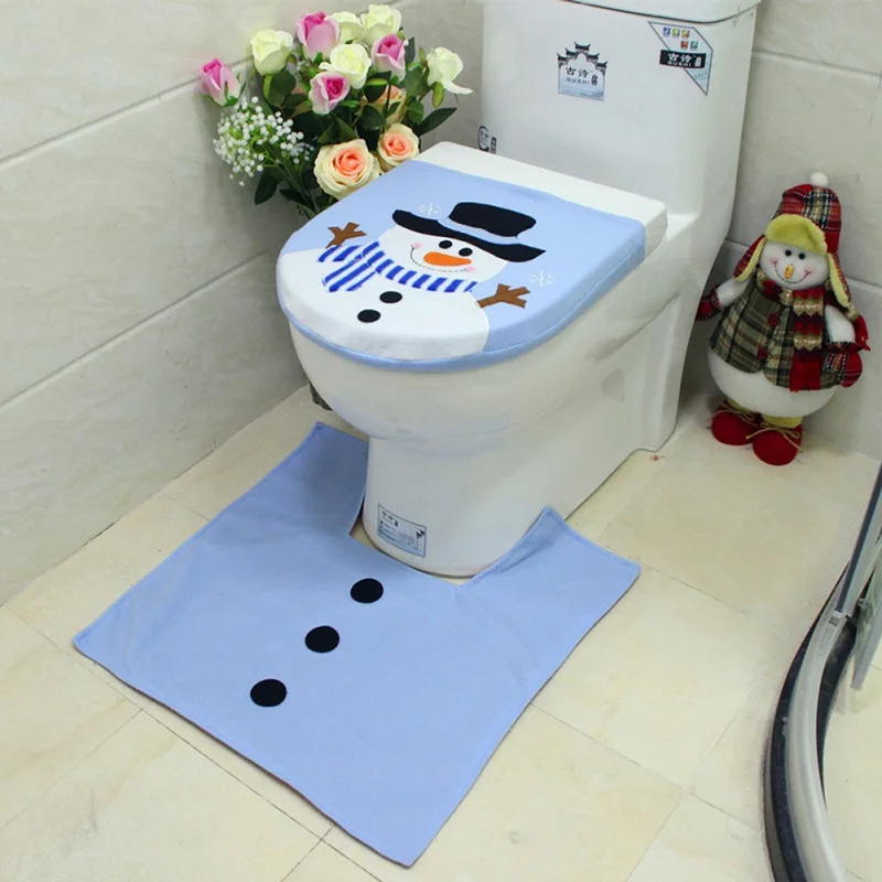 Christmas Decorations for Home Santa Claus Toilet Seat Cover Set Bathroom Product New Year Navidad Decoration