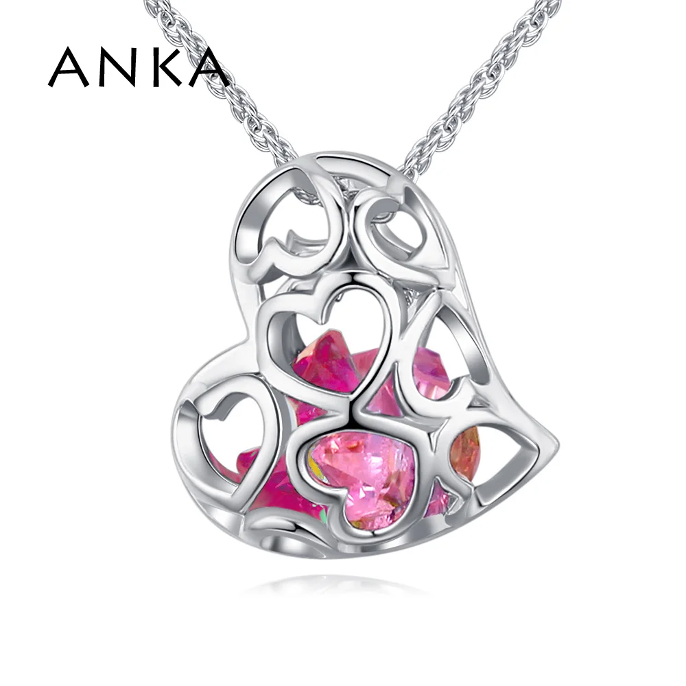 

ANKA brand fashion romantic necklace top crystal hollow heart shaped pendant for women jewelry wedding Christmas gift #128017