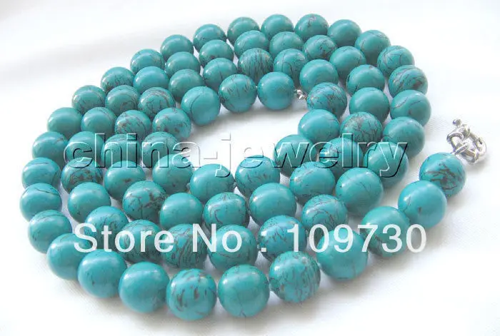 

Jewelry 002030 Beautiful 50" 16mm perfect round turquoise necklace