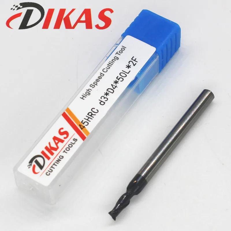 Dikas 45HRC d3 * D4 50L 2F материал Карбид квадратная торцевая фреза с 2 канавками 3 мм