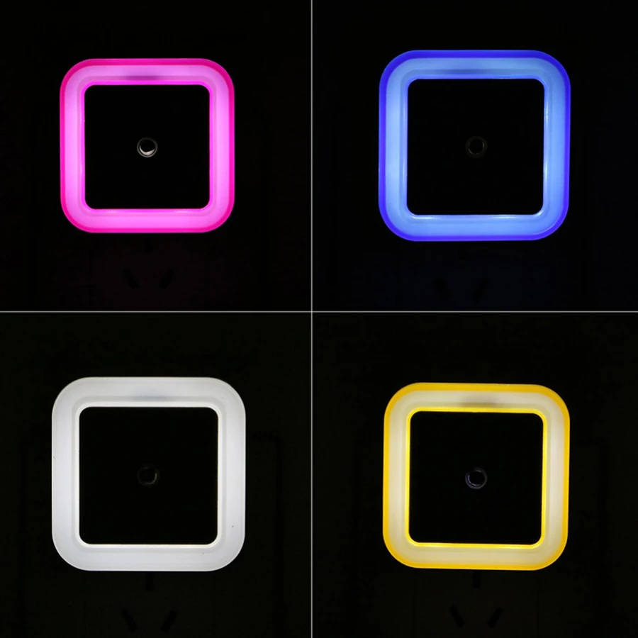 

Light Sensor Mini Night Light AUTO Control EU US Plug Novelty Square Baby kids Bedroom lamp moon Romantic Colorful Lights blubs