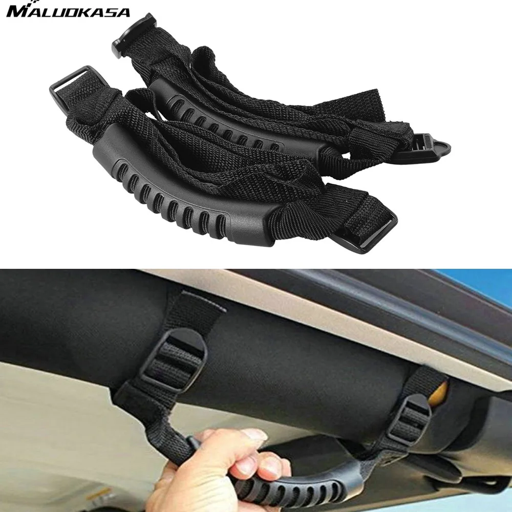 

MALUOKASA 2PCs Grab Handles Grip Bar Pulling Tab For Jeep Wrangler YJ TJ JK JKU Sports Sahara Freedom Rubicon Door Handlebar