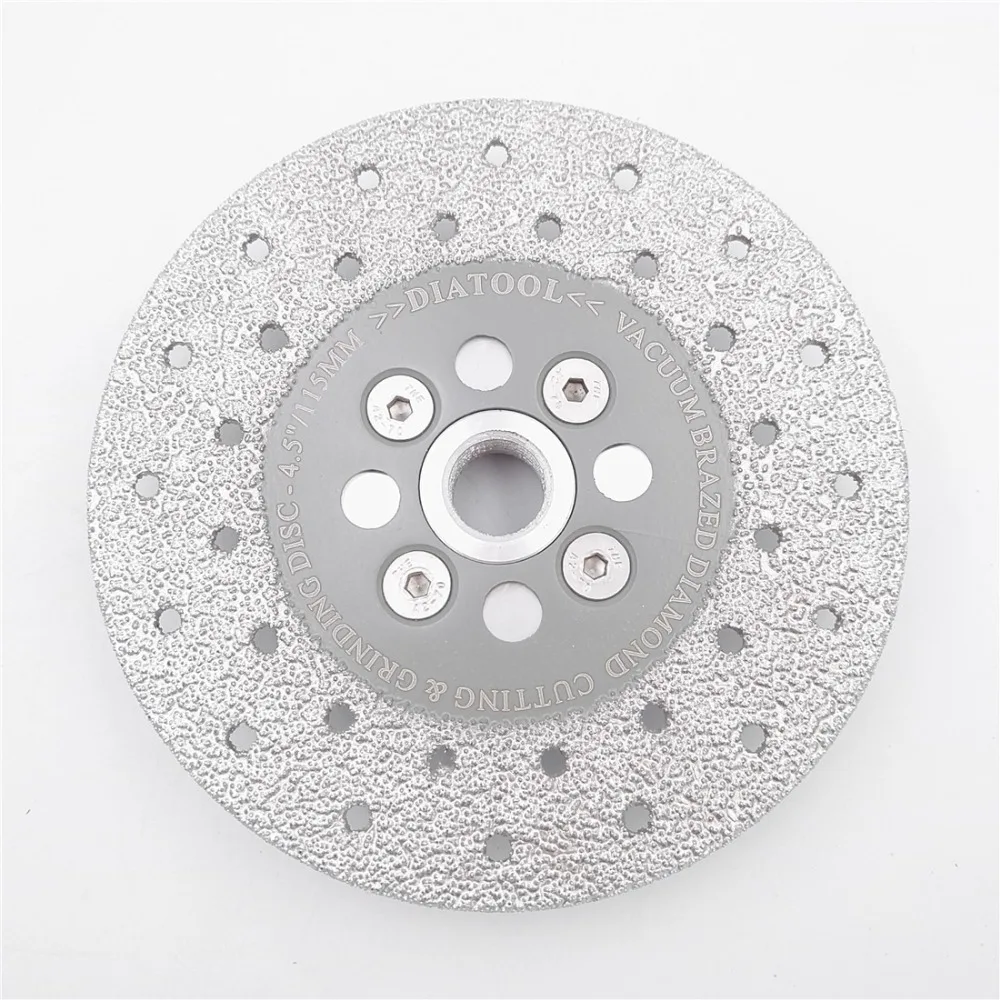DIATOOL Double Sided Vacuum Brazed Diamond Cutting and Grinding Disc with 5/8-11 Flange Premium Quality