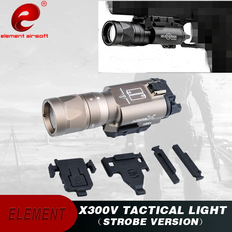 

Element Airsoft Surefir X300V Tactical Flashlight 220 Lumens Pistol Light Strobe X300 Weapon Light EX381
