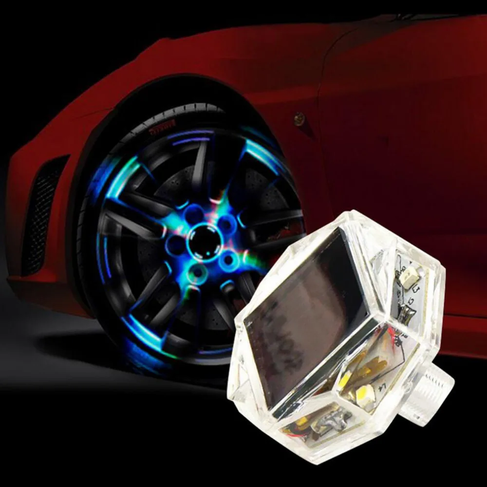 

New 1Pc colorful lLED Solar Car Wheel Signal Tire Air Valve Cap Light Flash Decor Lamp Free Shipping