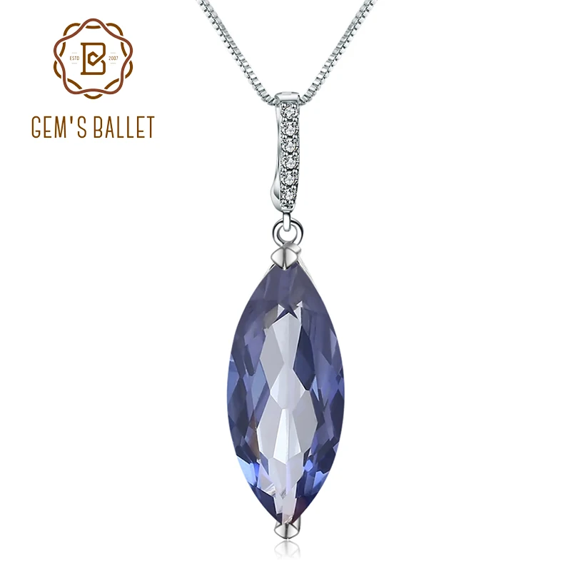 

Gem's Ballet 11.45Ct Marquise Natural Iolite Blue Mystic Quartz 925 Sterling Silver Necklaces & Pendants For Women Fine Jewelry