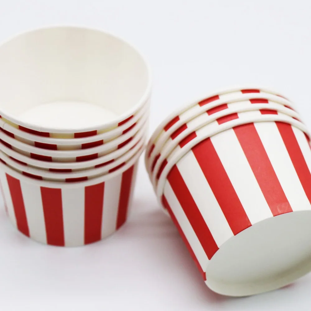 

10pcs/lot red ice cream cups red stripes disposable cups stripes theme birthday party decorations red stripe paper cups