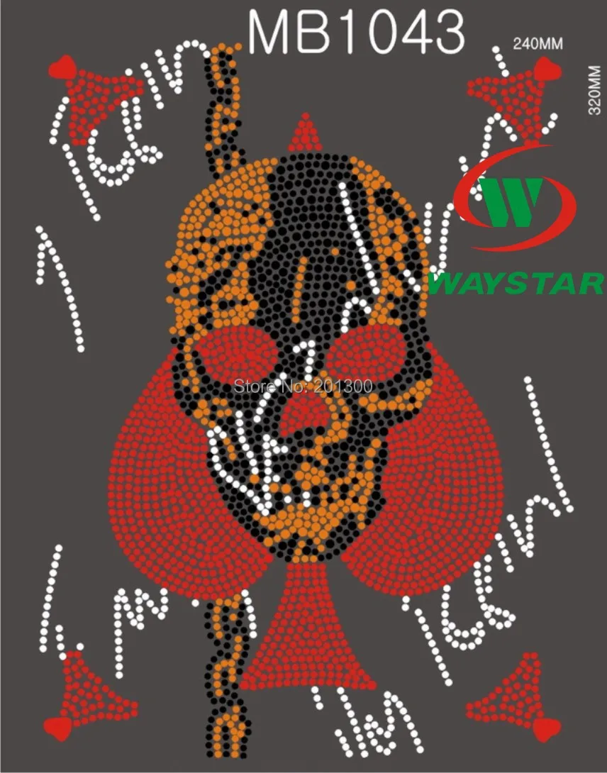 Rhinestone Transfer HOT FIX Iron On Wholesale Skull designs transfer