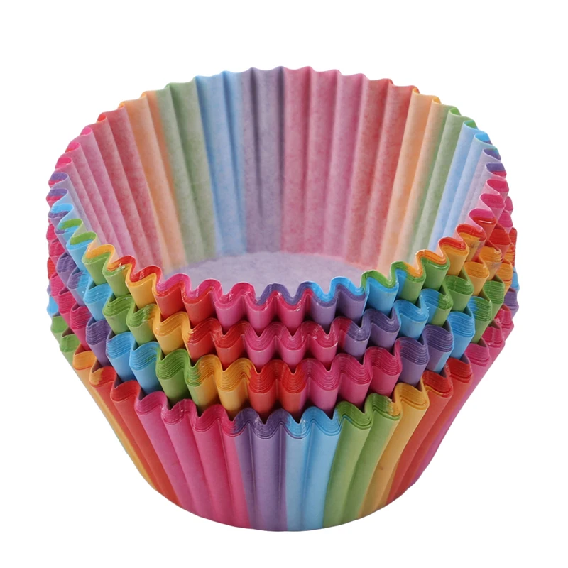 Buy 100pcs/pack Rainbow color cupcake liner baking cup