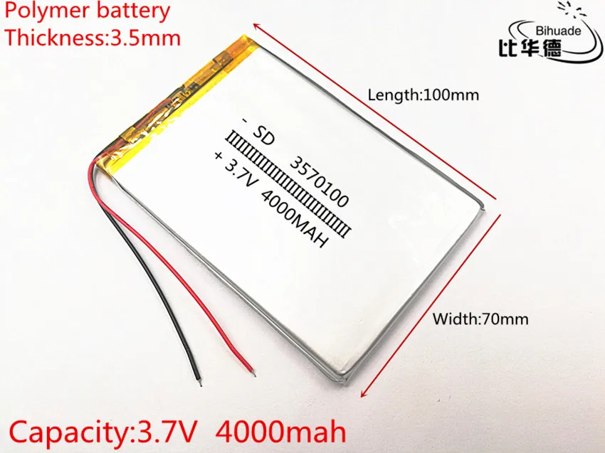 

1pcs/lot 3570100 3.7V 4000mAH polymer lithium ion battery Li-ion battery for tablet pc 7 inch 8 inch 9inch