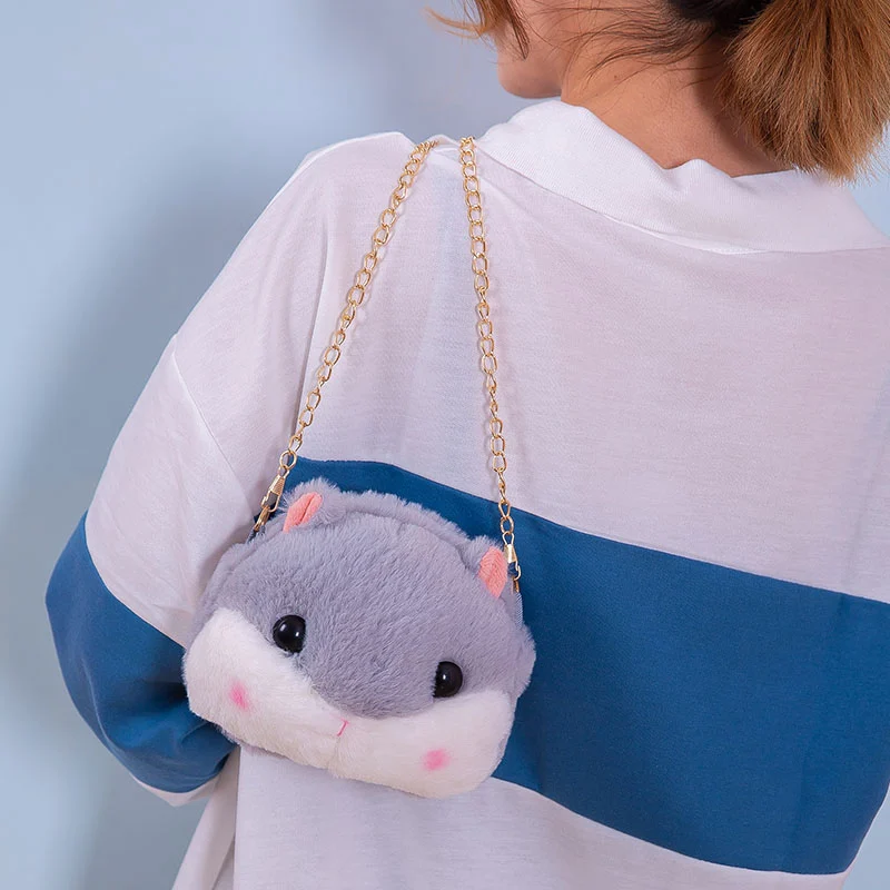 Cute Plush Hamster Backpack Japan Kawaii Mouse Backpack Stuffed Hamster Toy Children Crossbody Bag Gift Kids Toy For Little Girl