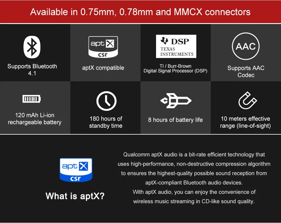 Роскошный HB1 беспроводной Bluetooth кабель HIFI наушники MMCX/2Pin/IE80 разъем Поддержка APTX для TRN V80/IM1 AS10 EBX M6