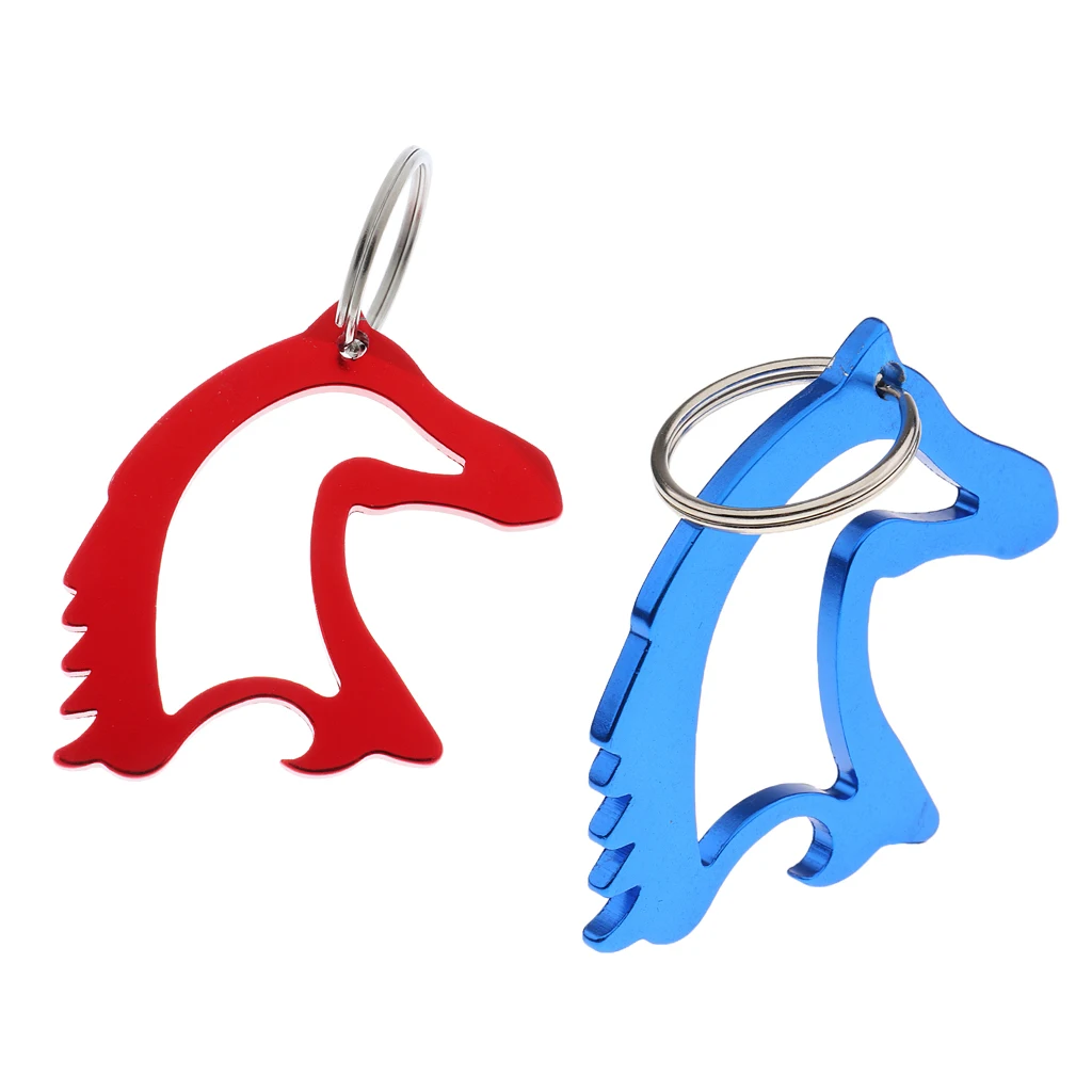 2 Pieces Alloy Horse Head Pattern Bottle Opener Keyring Keychain Bag Pendent