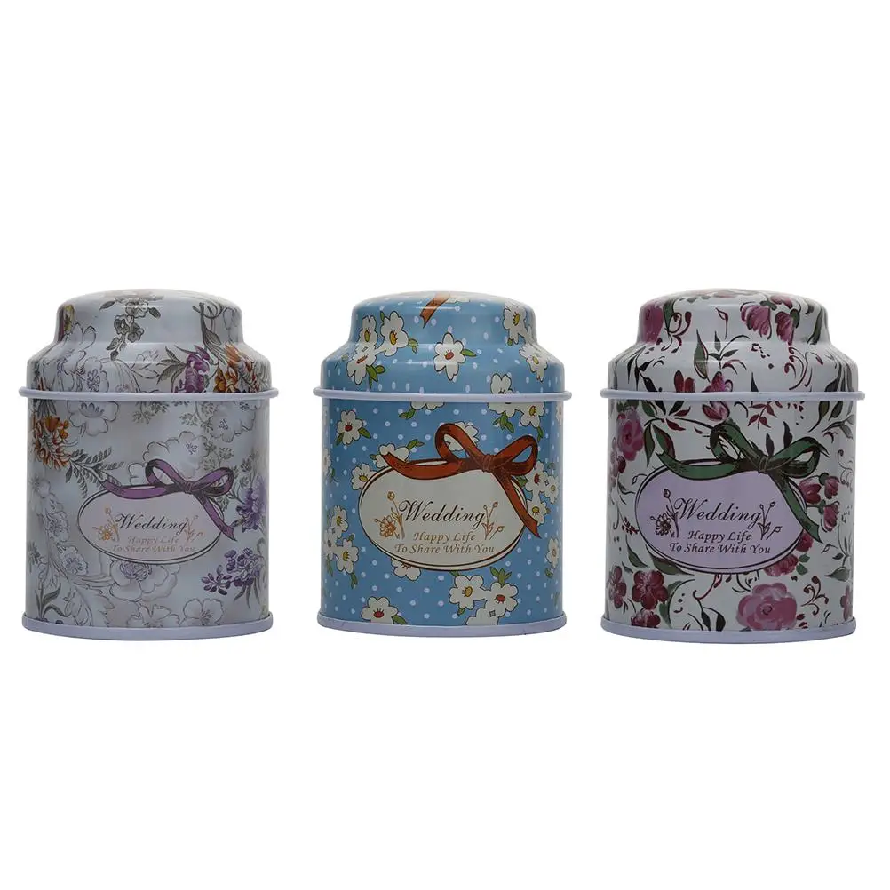 Свежий стиль конфеты запечатанные банки Коробка Цветочный дизайн металлический чай кофе сахар Жестяная Банка контейнер случайный цвет