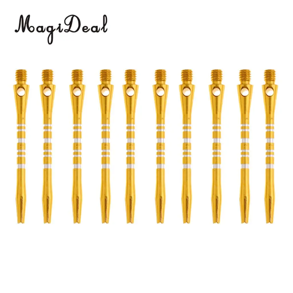 MagiDeal 10 Pieces Aluminium Alloy 52mm 2BA Re-Grooved Dart Shafts Stems Throwing - Gold