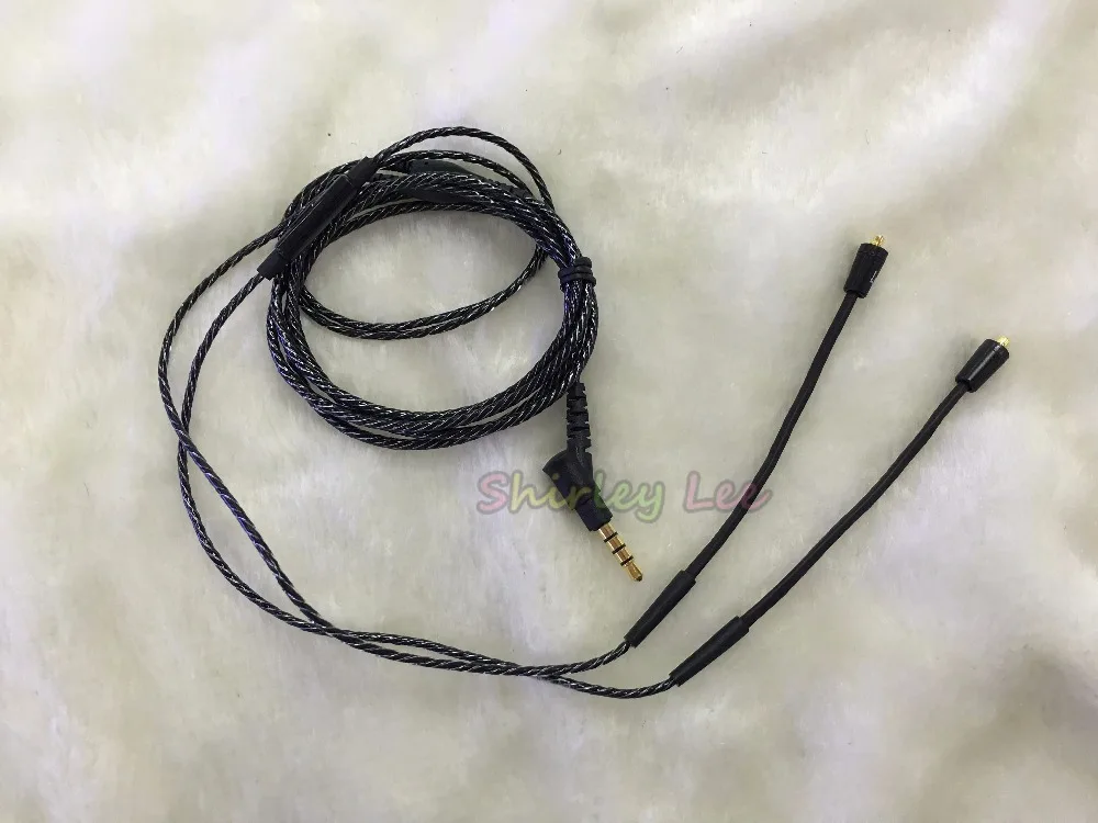 Черный Съемный кабель MMCX для наушников Shure SE215 SE535 SE315 Moxpad X6 посеребренный шнуры с