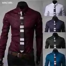 MIXCUBIC новые осенние английские Стильные Классические незаметные рубашки в клетку мужские повседневные тонкие клетчатые рубашки с длинными рукавами мужские, M-5XL
