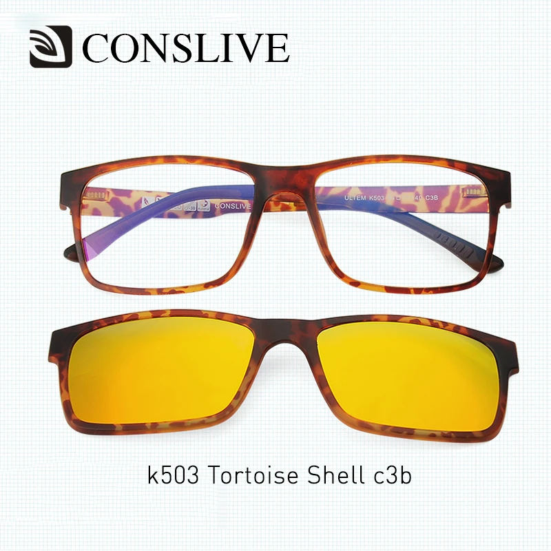 

2 in 1 Men Optical Eye Glasses Frame Magnet Clip on Sunglasses Man Nearsighted Eyeglasses Polarized Sun Glasses TJ010