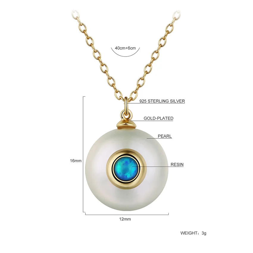 Hongye 2020 New Fashion Freshwater Pearl Necklace Women 925 Sterling Silver Chain 12mm Pearl Pendant Jewelry Necklace For Gift - Image 5