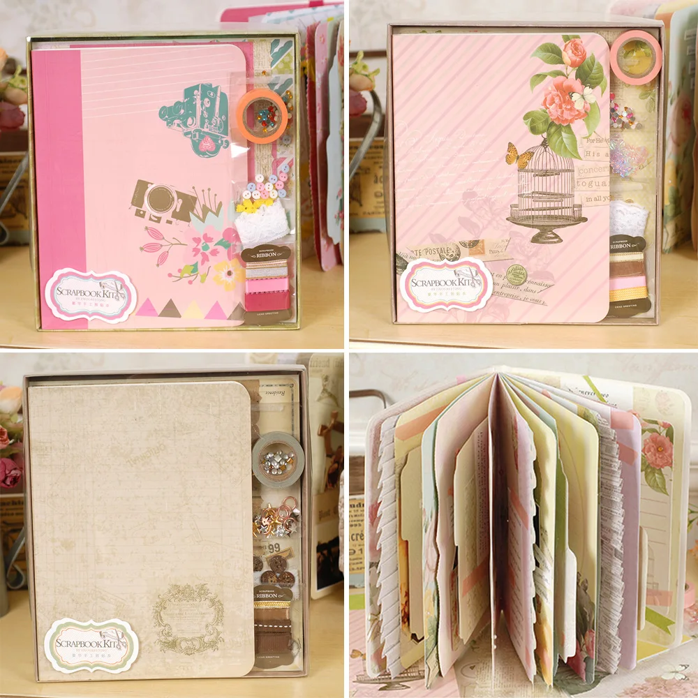 Eno Saudação Retro Completa Scrapbook Kit Gift Set, Kits Scrapbooking Criativo DIY Álbum de
