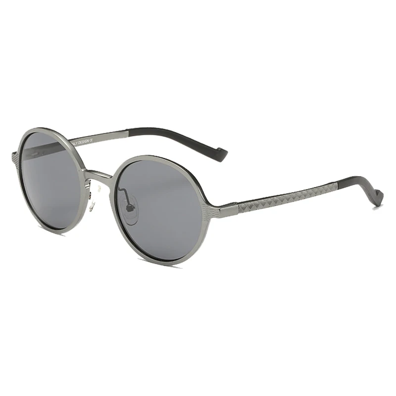 Высококачественные Ретро поляризационные солнцезащитные очки, круглые металлические оправы для мужчин и женщин, роскошный дизайн, брендовые, для вождения, винтажные, элегантные женские солнцезащитные очки - Цвет линз: gun black