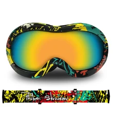 Брендовые Детские лыжные очки с двойными линзами, UV-400, анти-туман, лыжные спортивные очки, лыжные очки, Детская Зимняя Маска для скейтбординга