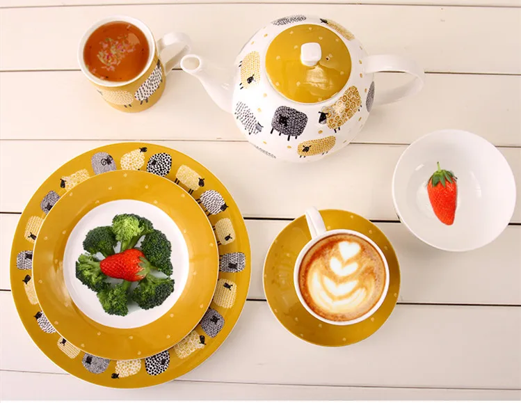 Британский Овцы костяного фарфора чайный сервиз фарфор набор для чая для кофе цветок чай милая и необычная чайная чашка костюм