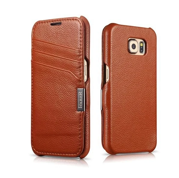 For Samsung Galaxy S6 G9200 Top Quality Pure Hand Made Luxury Genuine Leather Flip Magnet Cover