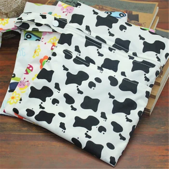 安い ウェットドライバッグベビー布おむつおむつジッパーバッグ再利用可能な2つのポケット