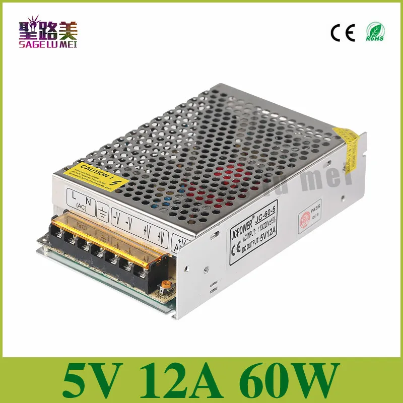 

Output 5V 12A 60w,Constant Current Regulated Switching Power Supply transformers CCTV Unit 120/240VAC LED Strips Pixels CCTV PSU