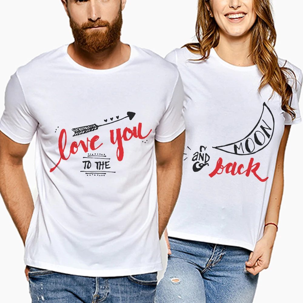 Love You Letter Print Couple t Shirt For Lovers Husband And Wife Clothes Funny Summer Tops Tees Femme Men Women Harajuku Tshirts