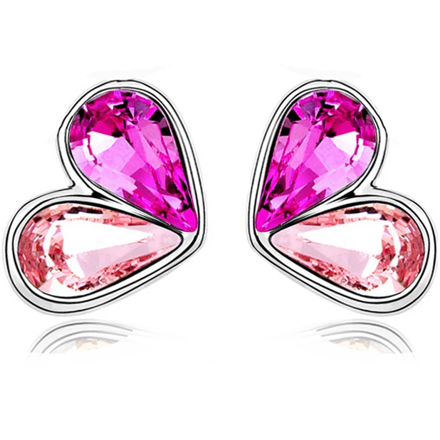 Женские серьги гвоздики с австрийским кристаллом|earings women jewelry|heart stud earringsbrand earrings |