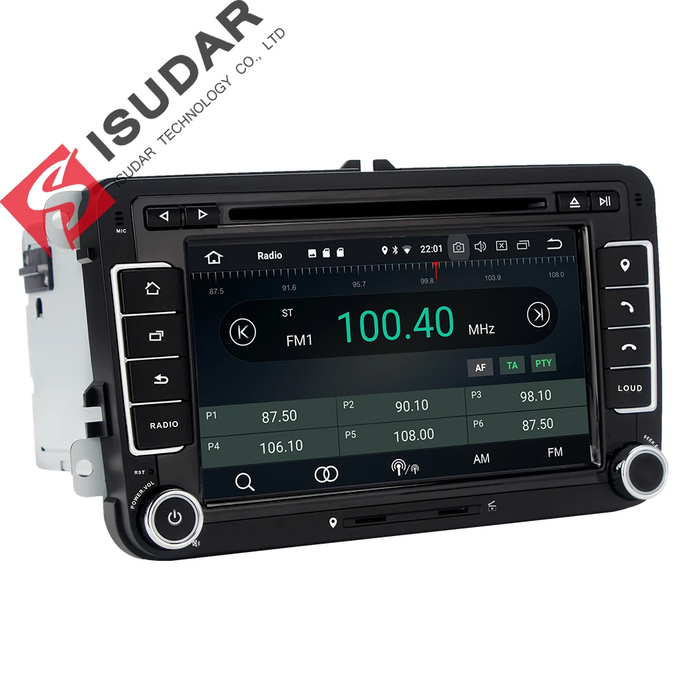 Isudar coche reproductor Multimedia 2 Din Car Radio GPS Android 8,0 Autoradio para VW/Volkswagen/POLO/Golf /Skoda/Octavia/asiento/Leon DSP