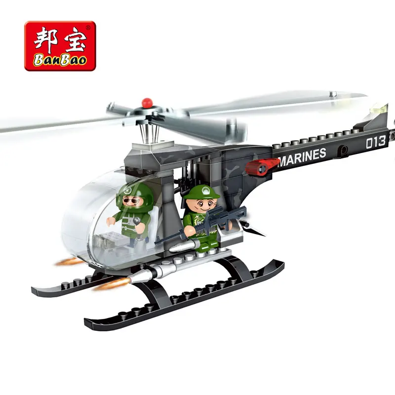 

BanBao Helicopter Fighter Military Army Marine Building Blocks Educational Bricks Toy Model 8243 Children Kids Gift
