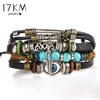 17KM Punk Design Turkish Eye Bracelets For Men Woman New Fashion Wristband Female Owl Leather Bracelet Stone Vintage Jewelry ► Photo 1/6