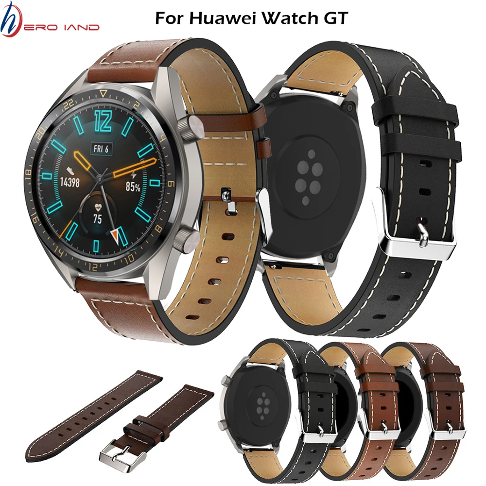 Hero Iand 22 мм ремешок для часов Huawei Watch GT Active из натуральной кожи Силиконовый huawei Honor