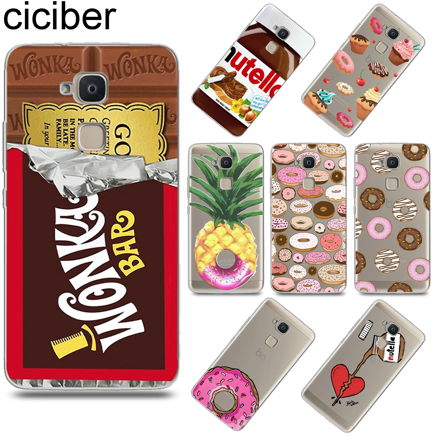 

ciciber Chocolate Donut for BQ Aquaris U2 C U X5 V VS X2 X M Plus Lite Pro Soft TPU Phone Case Capa for BQ M5 E5s M5.5 E4.5 M4.5