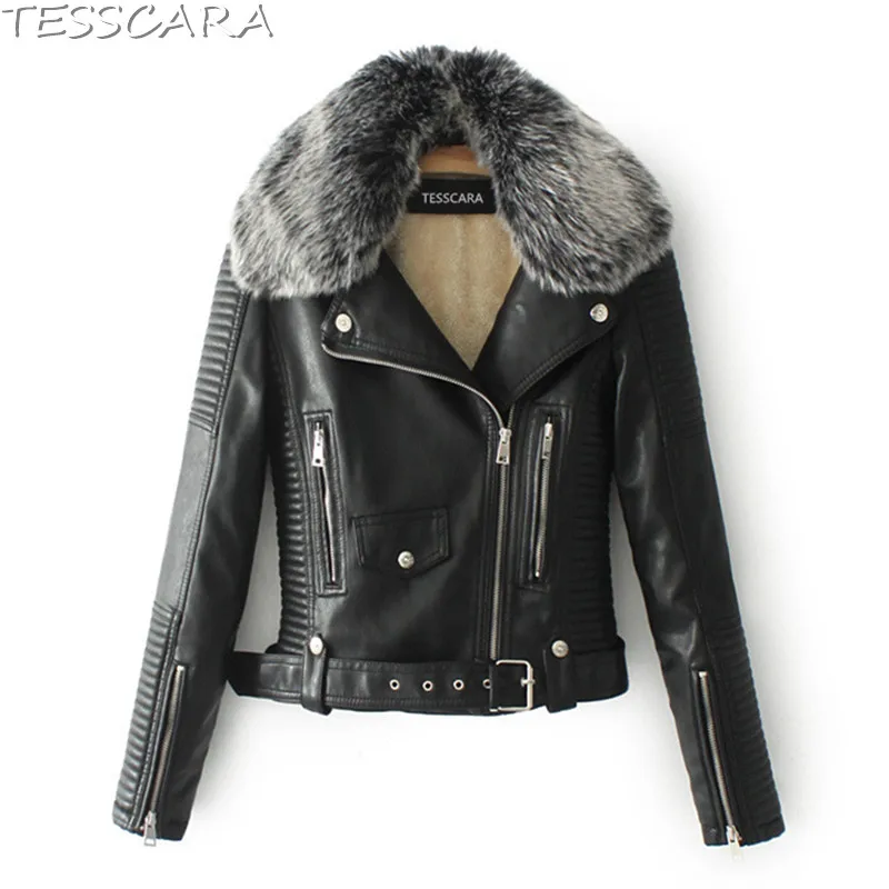 

TESSCARA Women Autumn & Winter Thick Lining Basic Jacket Coat Female Casual Leather Suede Windbreaker Overcoat Outerwear & Coats