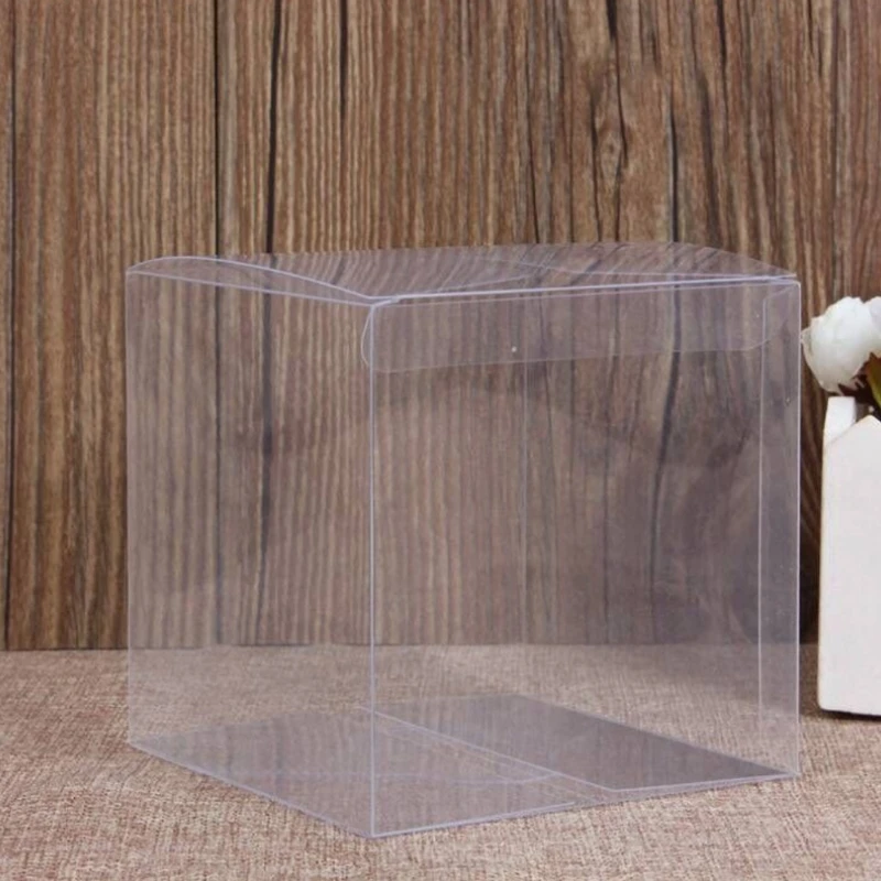 

10 Pcs Wedding Transparent Cube Favour Boxes Sweet Candy Cake Gift Bags 2 Sizes Y1QB