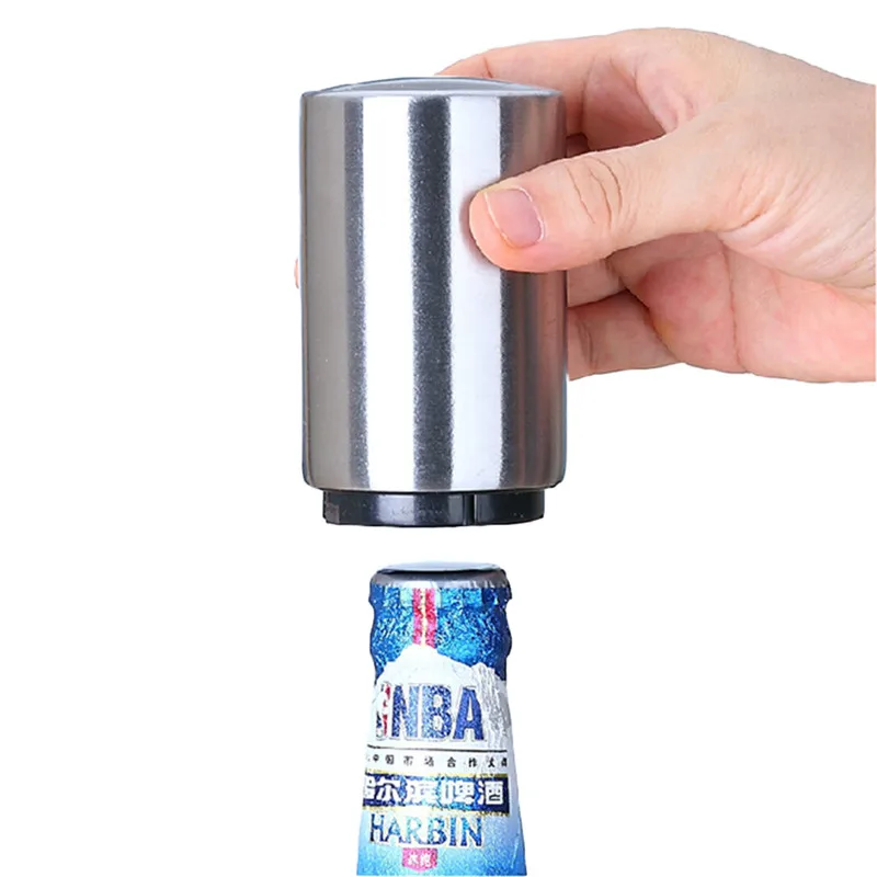 Automatic Beer Bottle Opener With Magnetic Cap Catcher Stainless Steel Home Tool