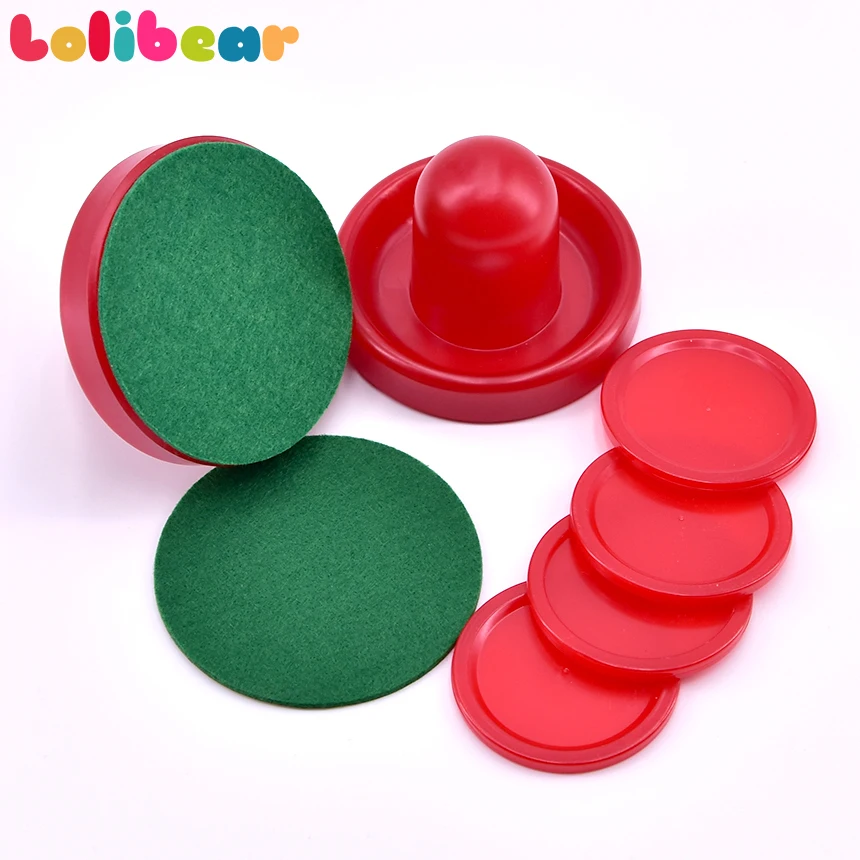 

2Pcs/set Air Hockey Accessory 76mm Goalies 52mm Puck Felt Pusher Mallet Adult Interactive Table Game Entertainment Party Toys